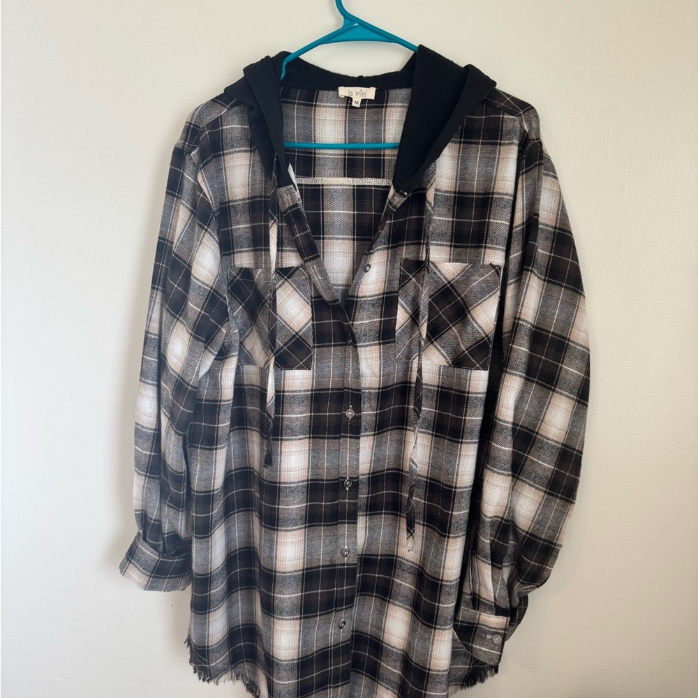 LA MIEL Black and Brown Plaid Shirt
